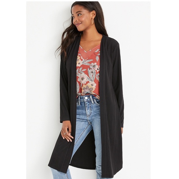 Love Nation Sweaters - LOVE NATION LONG SLEEVE DUSTER CARDIGAN - BLACK SIZE 3XL (NEW WITH TAGS) A19